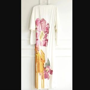 ASOS ARRANGE Maxi Dress Embroidered Floral 4 Long Sleeve White Pink Orange